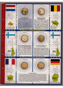 2013 4 Fogli e Tasche con alloggiamenti per 2 Euro Commemorativi